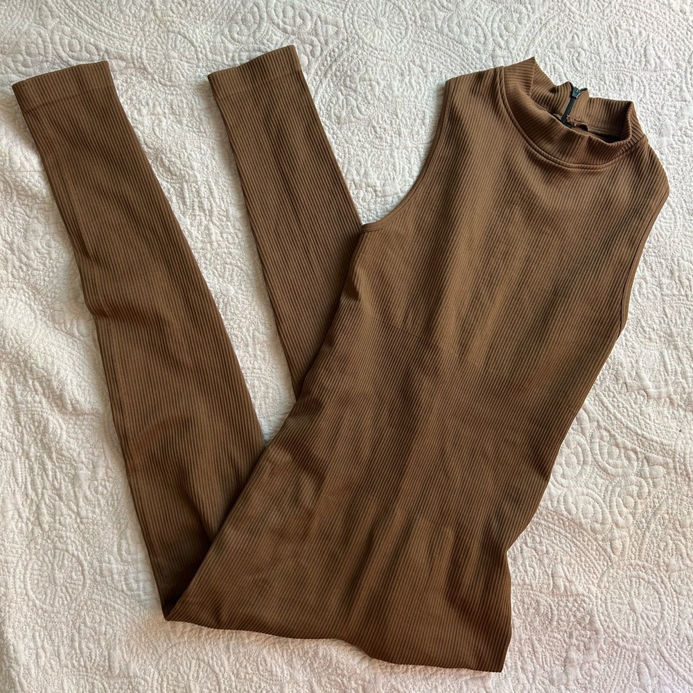 Sleeveless Brown Jumpsuit
